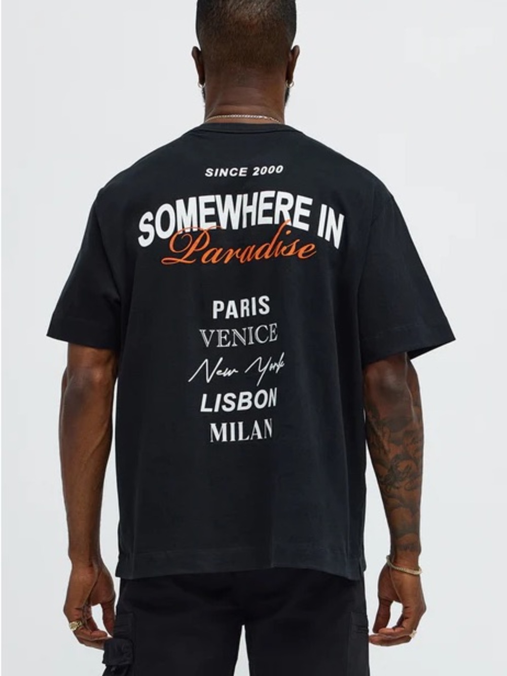 Fashion Nova Somewhere in Paradise Oversized Short Sleeve Tee Black Size M